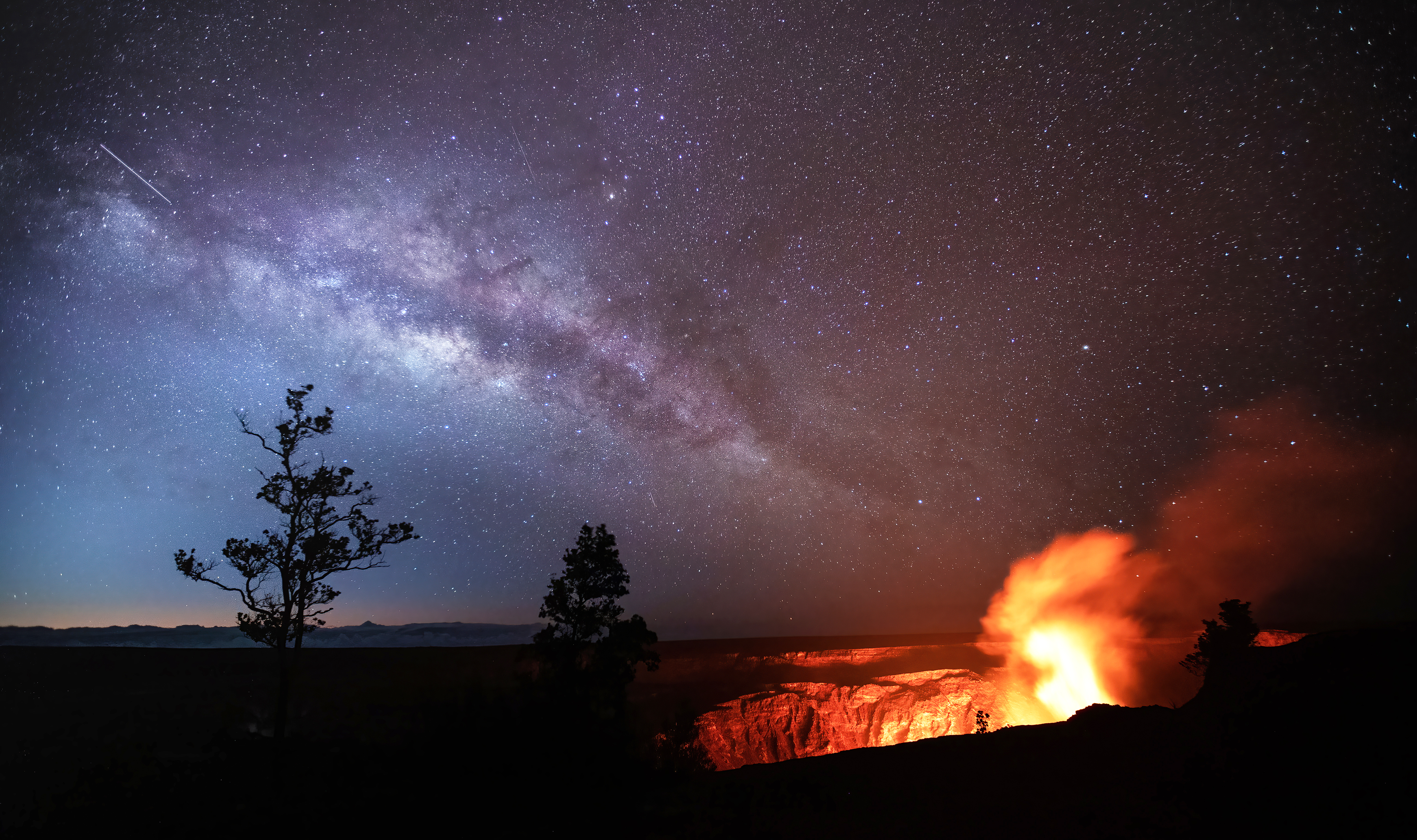The Milky Way photographed over Kilauea Caldera